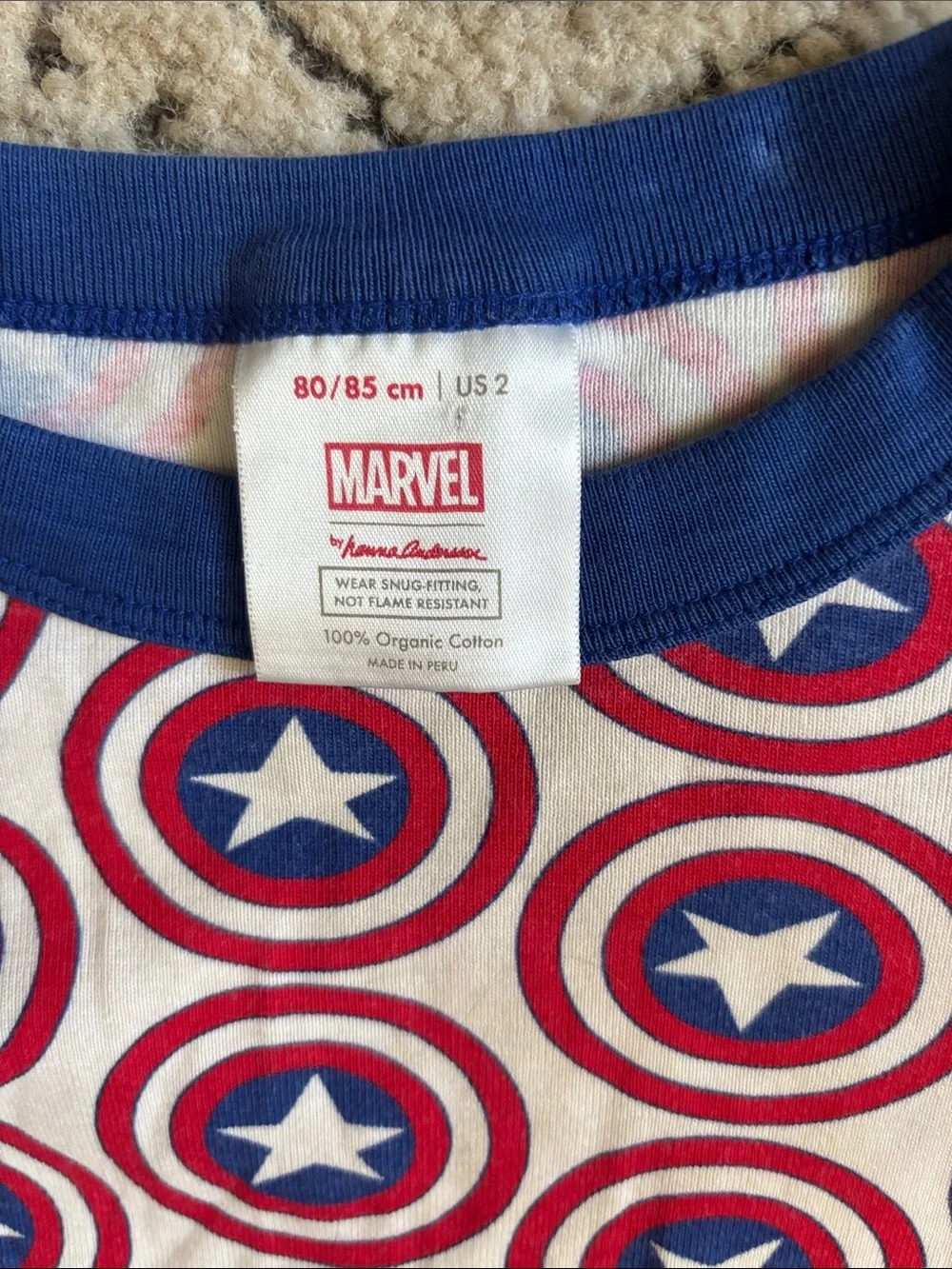 Hanna Andersson xMarvel Captain America Pajama Set sz 2T